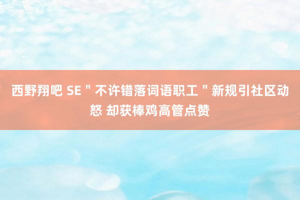 西野翔吧 SE＂不许错落词语职工＂新规引社区动怒 却获棒鸡高管点赞