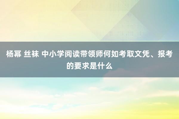 杨幂 丝袜 中小学阅读带领师何如考取文凭、报考的要求是什么