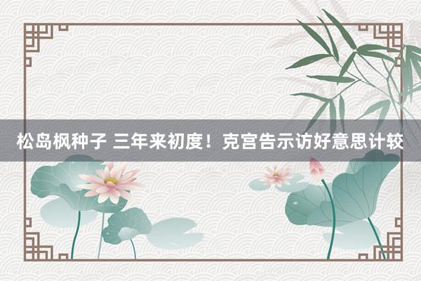松岛枫种子 三年来初度！克宫告示访好意思计较